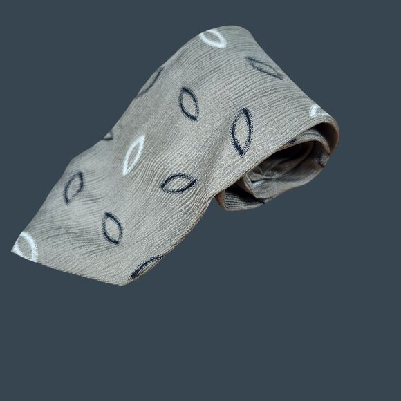 Vintage Jacobsons Beige & Black Silk Tie Handmade In America With Geometric - Picture 1 of 7